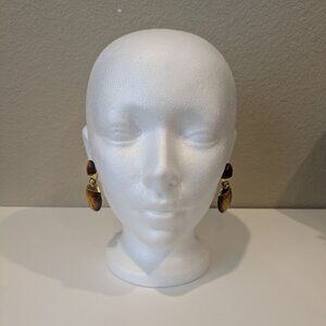 Vintage costume earrings, brown marble-patterned jewelry, beautiful jewelry